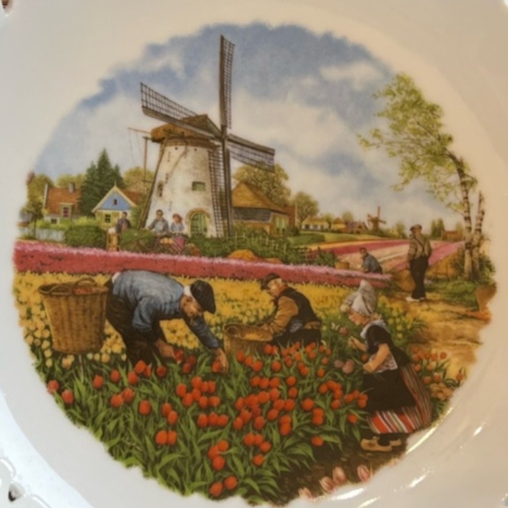 Vintage Royal Schwabap Holland - Tulips - Hand Decorated fruit bowl.
